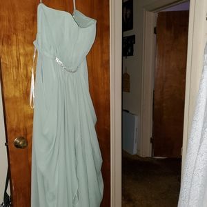 Strapless David's Bridal Seafoam Green Formal